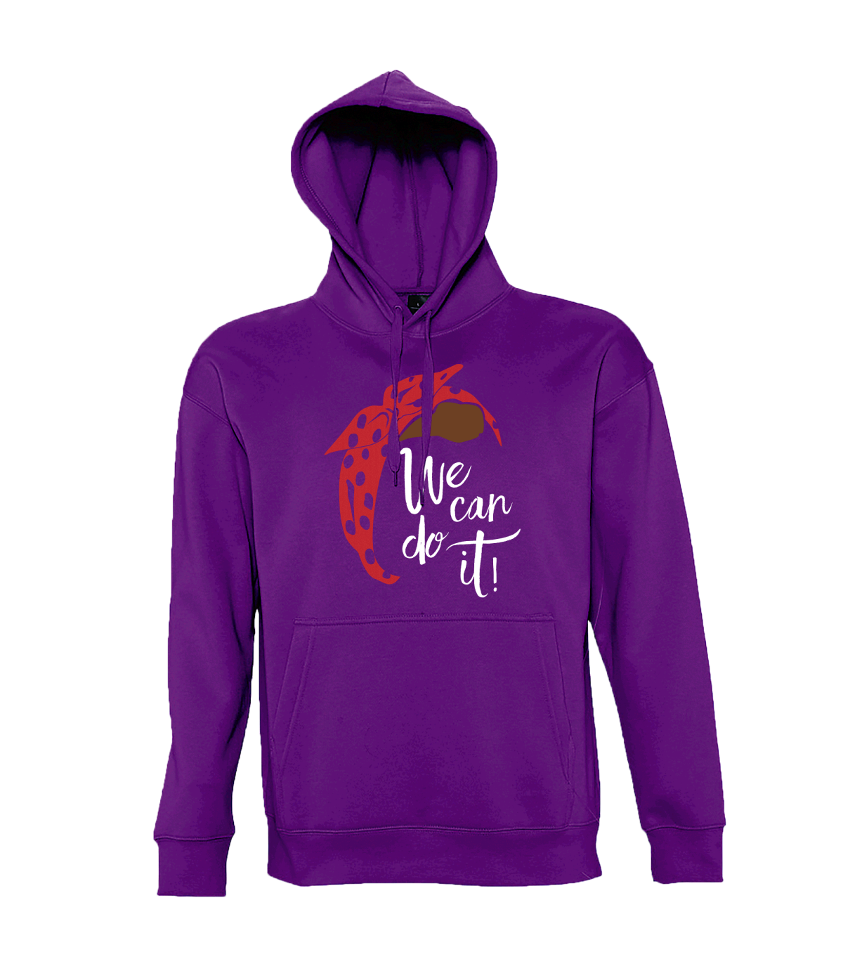 Sudadera con capucha para el día de la mujer diseño We Can Do It Silueta