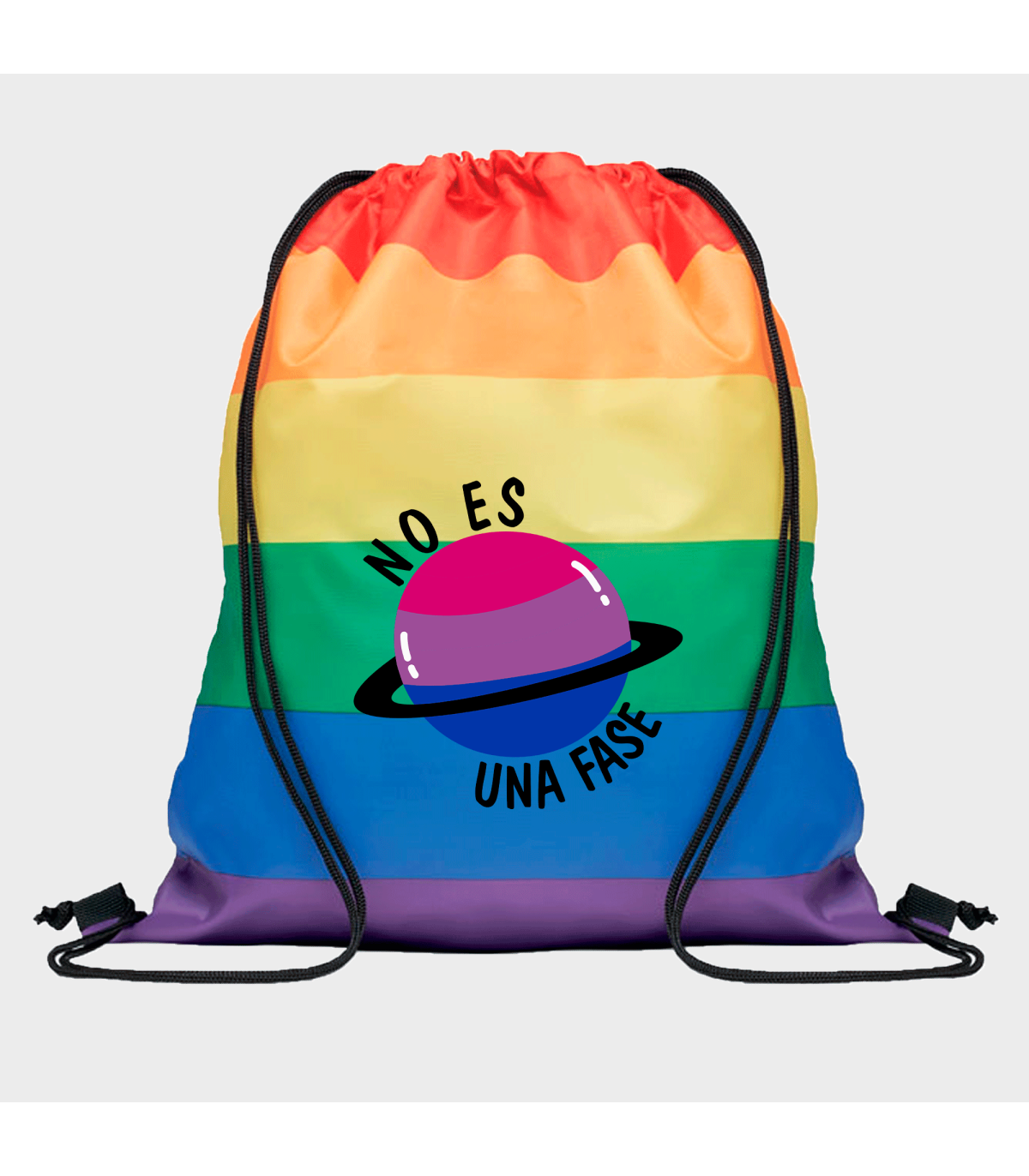 Mochila de cuerdas para el orgullo LGBTIQA+ diseño No Es Una Fase