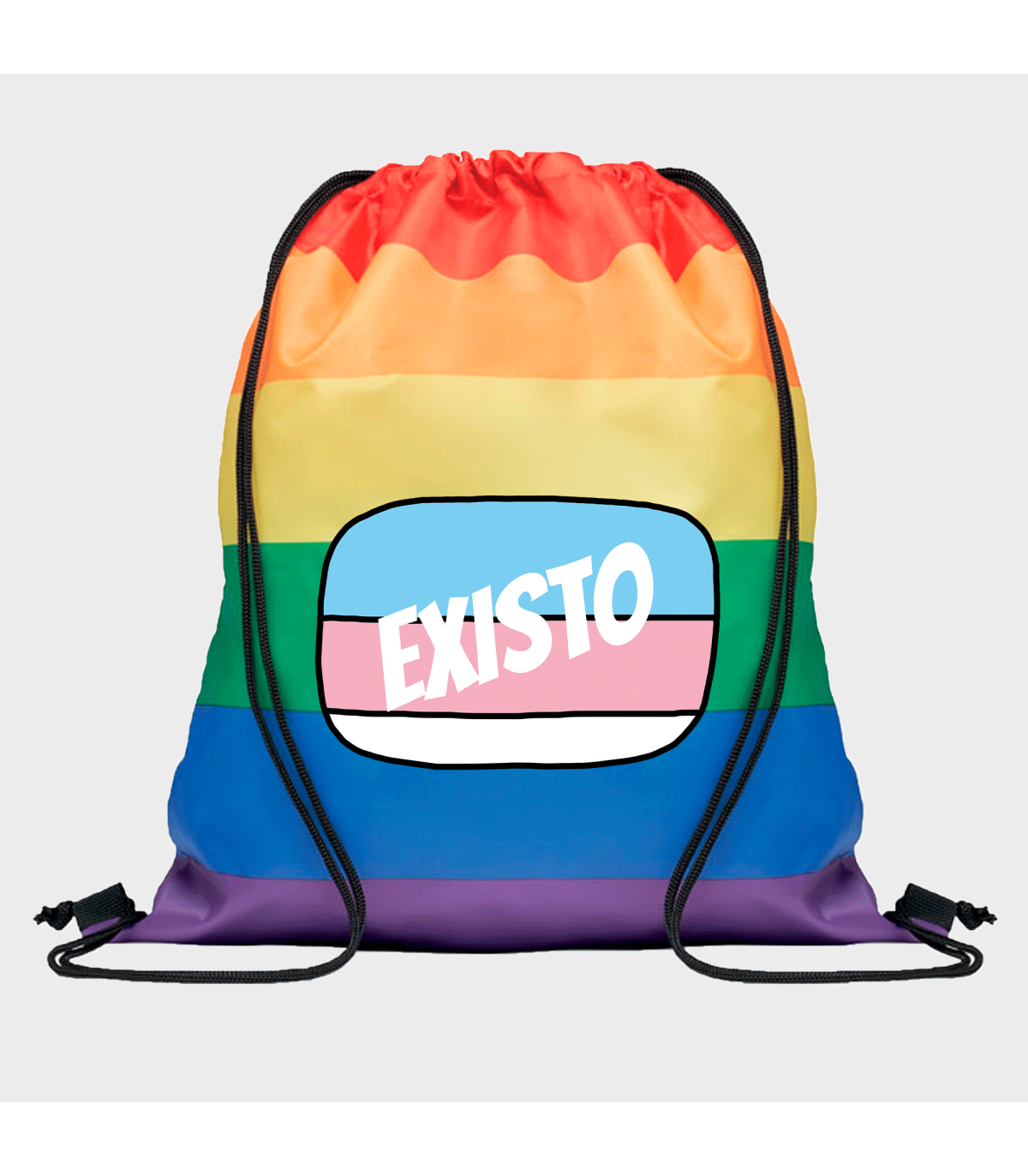 Mochila de cuerdas para el orgullo LGBTIQA+ diseño Existo