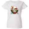 Camiseta mujer calavera corona rosas