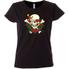 Camiseta mujer calavera corona rosas