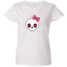 Camiseta mujer calavera lazo rosa