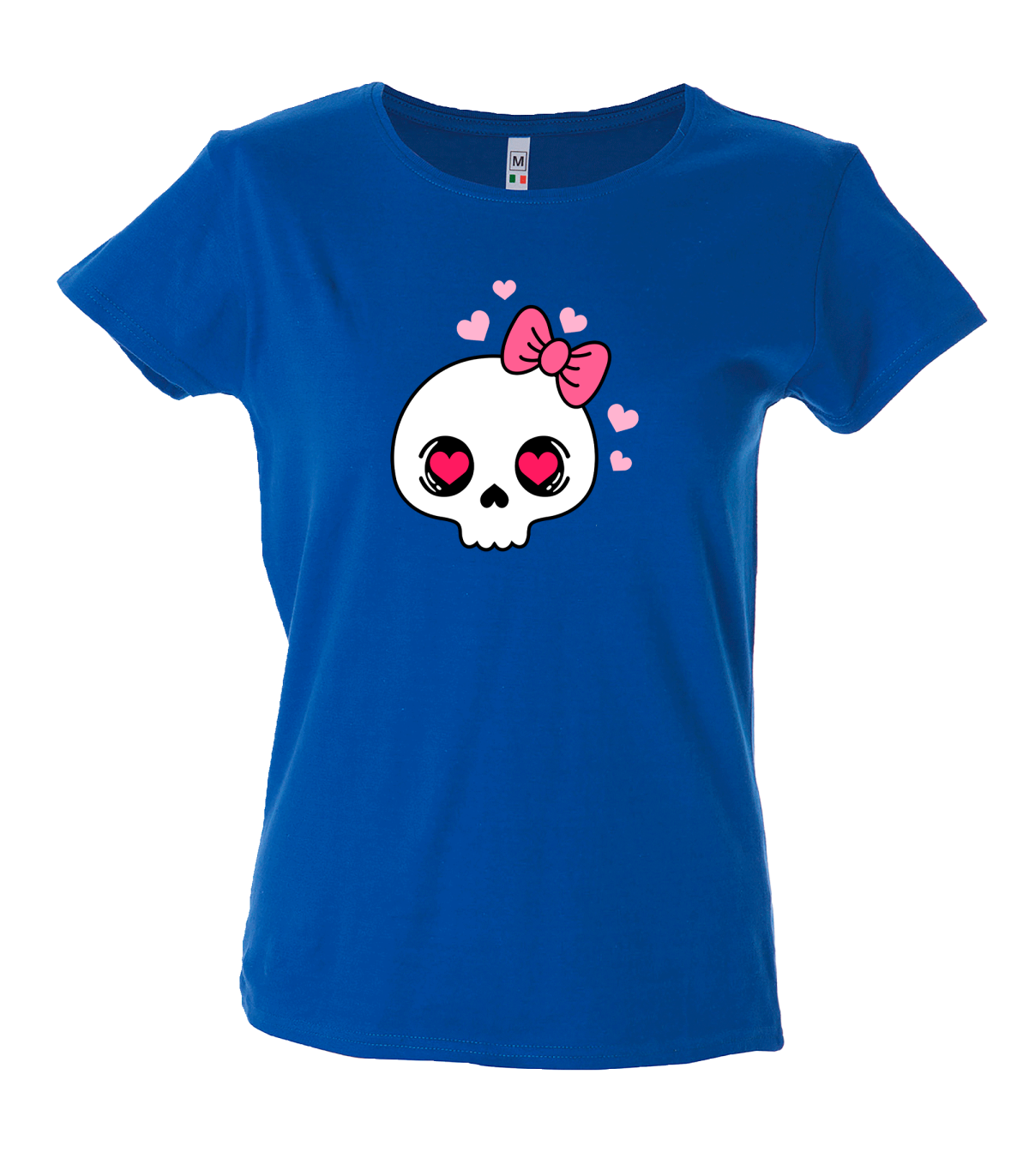 Camiseta mujer calavera lazo rosa