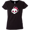 Camiseta mujer calavera lazo rosa