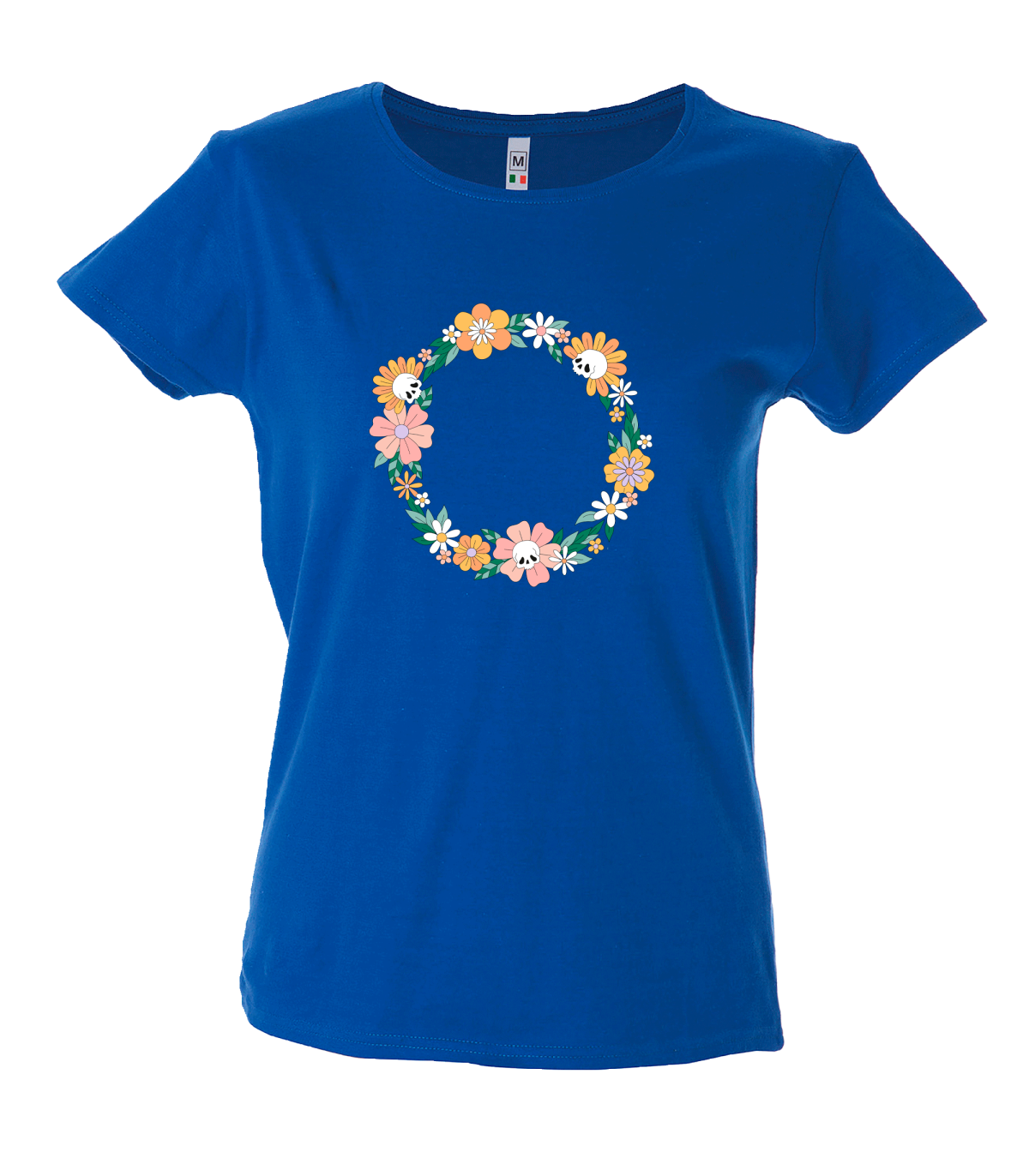 Camiseta mujer guirnalda calavera flores