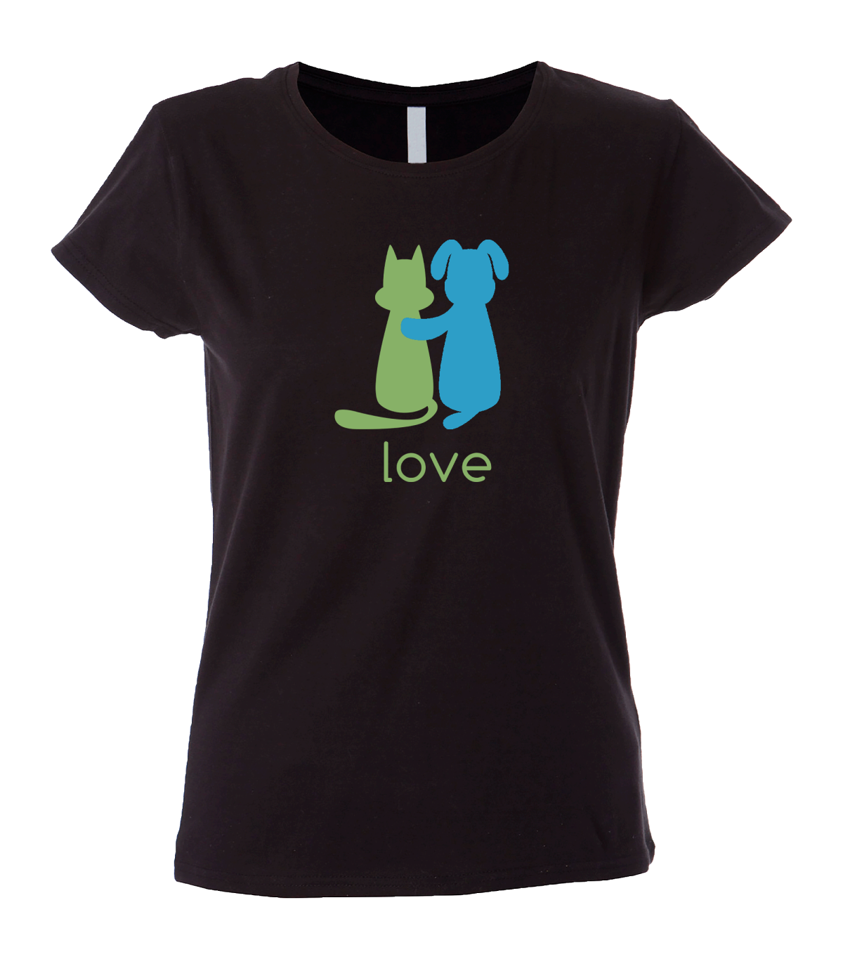 Camiseta mujer perro gato enamorados