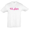 Camiseta algodón infantil Hi K personalizada Vinilo Eco DTF