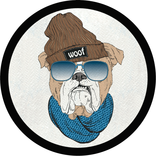 Parche redondo bulldog hipster