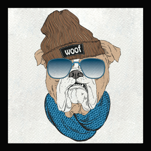 Parche cuadrado bulldog hipster