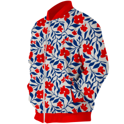 Chaqueta Bomber Floral Rojo y Azul