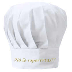 Gorro cocina blanco con letras doradas famililytik