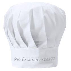 Gorro cocina blanco con letras plateadas famililytik